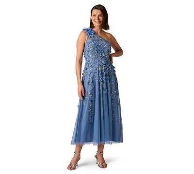 Adrianna Papell Petite One Shoulder Bead Dress