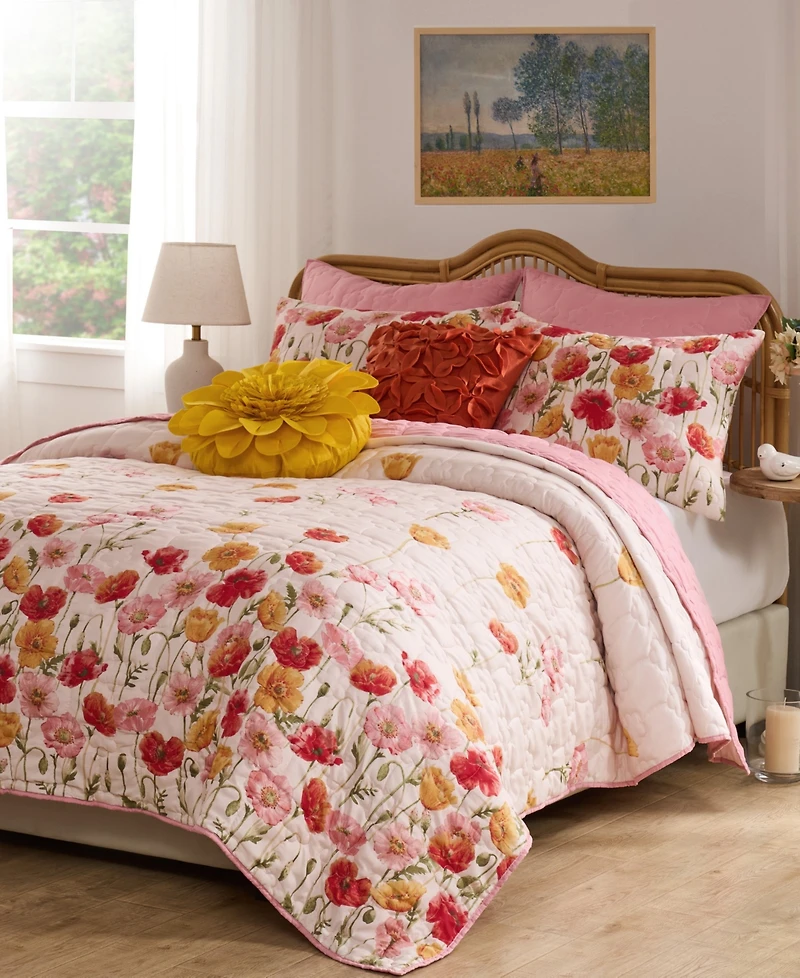 Greenland Home Fashions Breeze Modern Floral 3-Pc. Quilt Set, Full/Queen