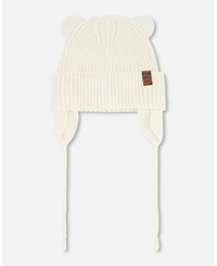 Deux par Deux Baby Unisex Baby Knit Hat Off White - Baby