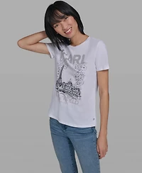 Karl Lagerfeld Paris Women's Crew Neck Short-Sleeve T-Shirt