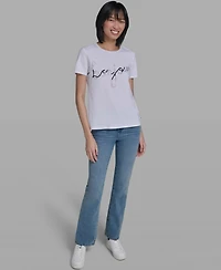 Karl Lagerfeld Paris Women's Crew Neck Sunglasses T-Shirt