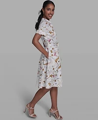 Karl Lagerfeld Paris Women's Short-Sleeve Collared Shirt Dress