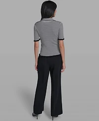 Karl Lagerfeld Paris Women's Collared Short-Sleeves Sweater