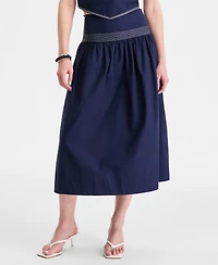 On 34th Women's Poplin Topstitch Midi Skirt, Macy's Exclusive