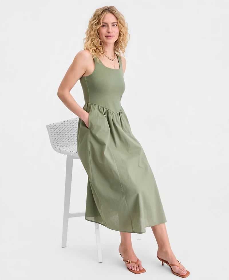 On 34th Women's Scoop-Neck Sleeveless Mixed Media Midi Dress, Macy's Exclusive