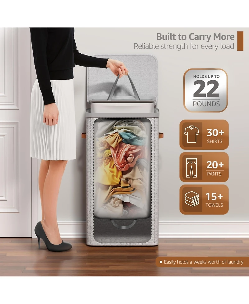 Sorbus 1-Compartment Laundry Basket with Removable Laundry Bag - Durable Organizer for Bathroom, Bedroom, or Laundry Room - Space Saving Design