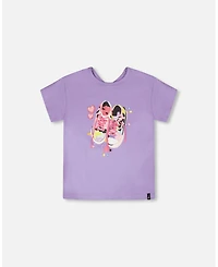 Deux par Big Girls ganic Cotton Jersey T-Shirt Mauve with Sneakers