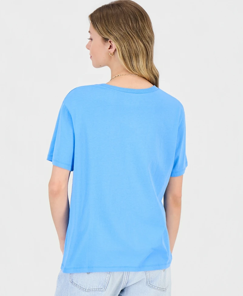 Love Tribe Juniors' Stitch Ohana Graphic Crewneck T-Shirt