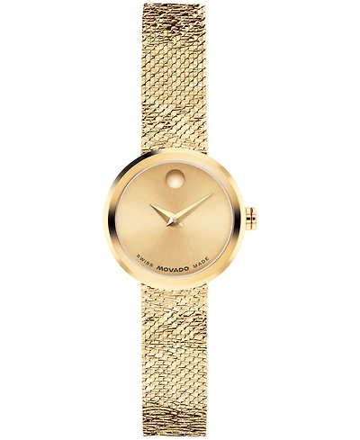 Movado Women's Museum Velura Mini Swiss Quartz Light Yellow Pvd Steel Watch, 21mm