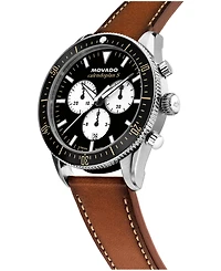 Movado Men's Calendoplan S Swiss Quartz Chrono Cognac Leather Watch, 42mm