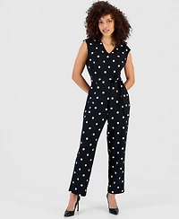 Anne Klein Essentials Petite Printed Tie-Waist Jumpsuit