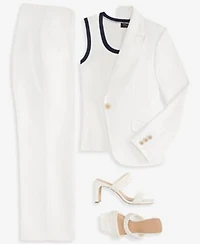 Tahari Asl Single Button Blazer Tank Top Stretch Flare Pants