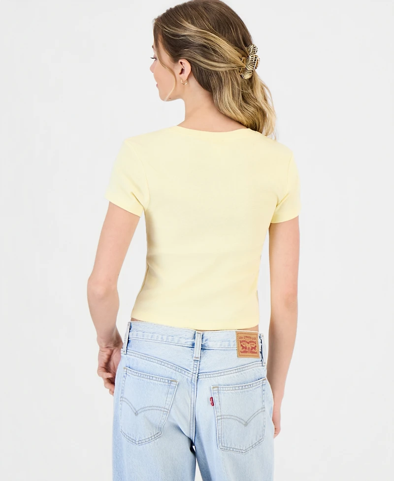 Self Esteem Juniors' 89 Hibiscus Graphic Crewneck Cotton T-Shirt