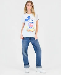Mickey Mouse Juniors' Flower Graphic Crewneck T-Shirt