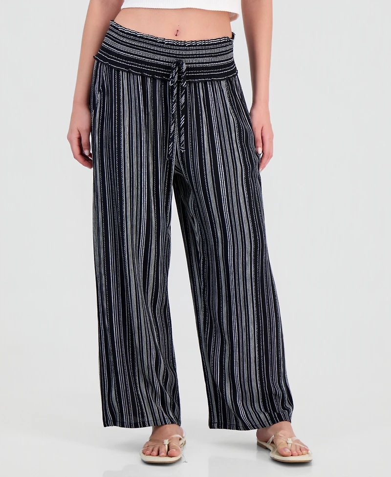 Kingston Grey Juniors' Printed Wide-Leg Cropped Pants