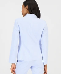 Tahari Asl Women's Seersucker Stripe Cotton One-Button Blazer