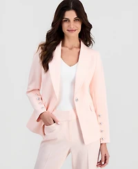 Tahari Asl Women's Twill Peak Lapel One-Button Blazer