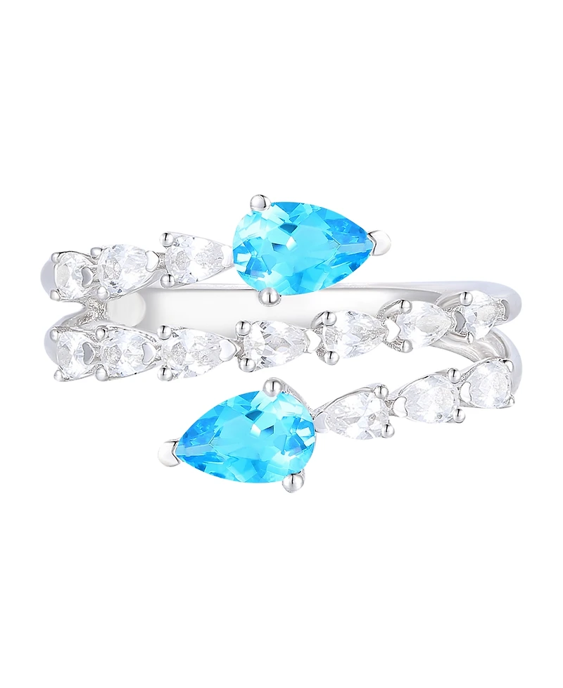 Macy's Blue Topaz (1 ct. t.w.) & Lab-Grown White Sapphire (2 Ring Sterling Silver (Also Available Multi-Stones)
