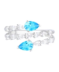 Macy's Blue Topaz (1 ct. t.w.) & Lab-Grown White Sapphire (2 Ring Sterling Silver (Also Available Multi-Stones)
