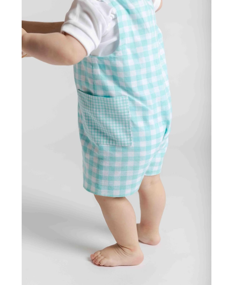 Florence Eiseman Baby Boy Gingham Linen Look Shortall