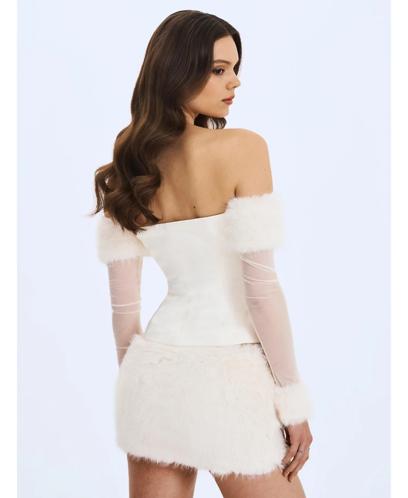 Miss Circle Women's Narla Low-Waisted Fur Mini Skirt