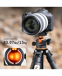 K&F Concept A254C4 4-Section Carbon Fiber Travel Tripod/Monopod with Ball Head