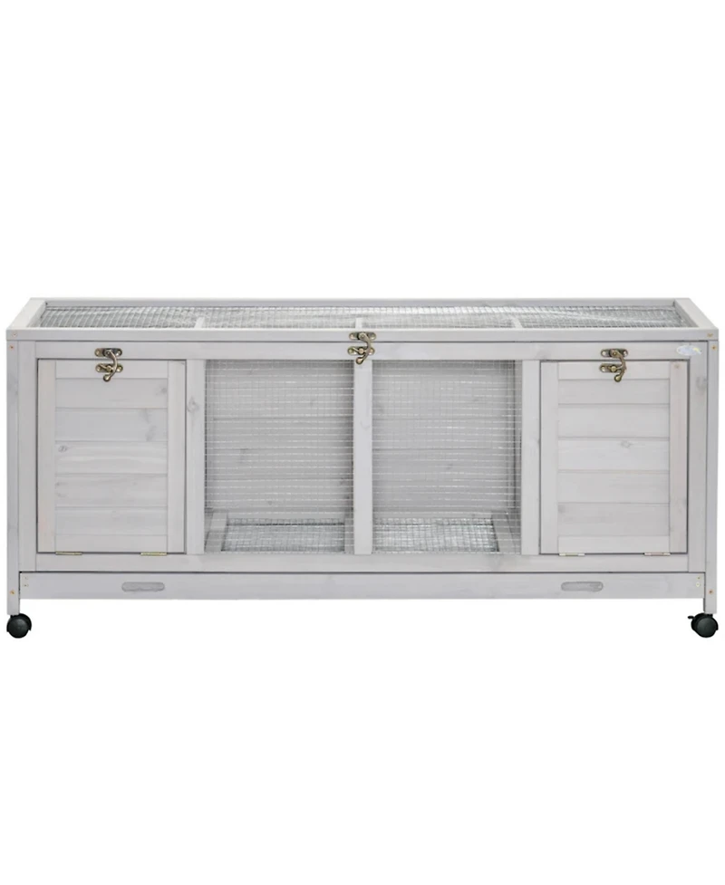 Aostirmotor Mobile Outdoor Cat House - Wooden Hutch on Wheels, Secure & Weather-Resistant