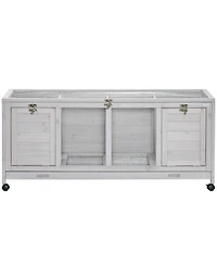 Aostirmotor Mobile Outdoor Cat House - Wooden Hutch on Wheels, Secure & Weather-Resistant