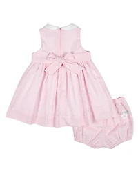 Florence Eiseman Baby Girl Linen Look Dress & Bloomer With Flowers