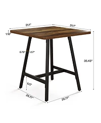 Tribesigns Square Bar Table, 31.1" Industrial High Top Pub Table with Thickened Top, Small Kitchen Dining Table