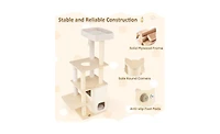 Aostirmotor Heavy-Duty Luxury Cat Tree, 63-Inch Tall Tower with 2-Story Bamboo Condo & 5 Sisal Posts, 44 lbs Per Level Capacity for Large Cats