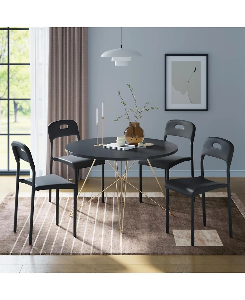 gaomon Dining Chairs Set of 4, Stackable Modern Kitchen Chairs, Plastic Room Chair with Metal Legs, Easy Assembly, Waterproof & Stain-Resistant