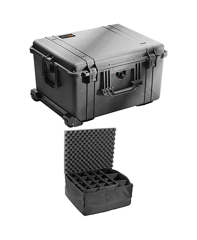 Pelican 1620 Watertight Wheeled Hard Case, Bundle with 1625 Padded Divider Set, Black