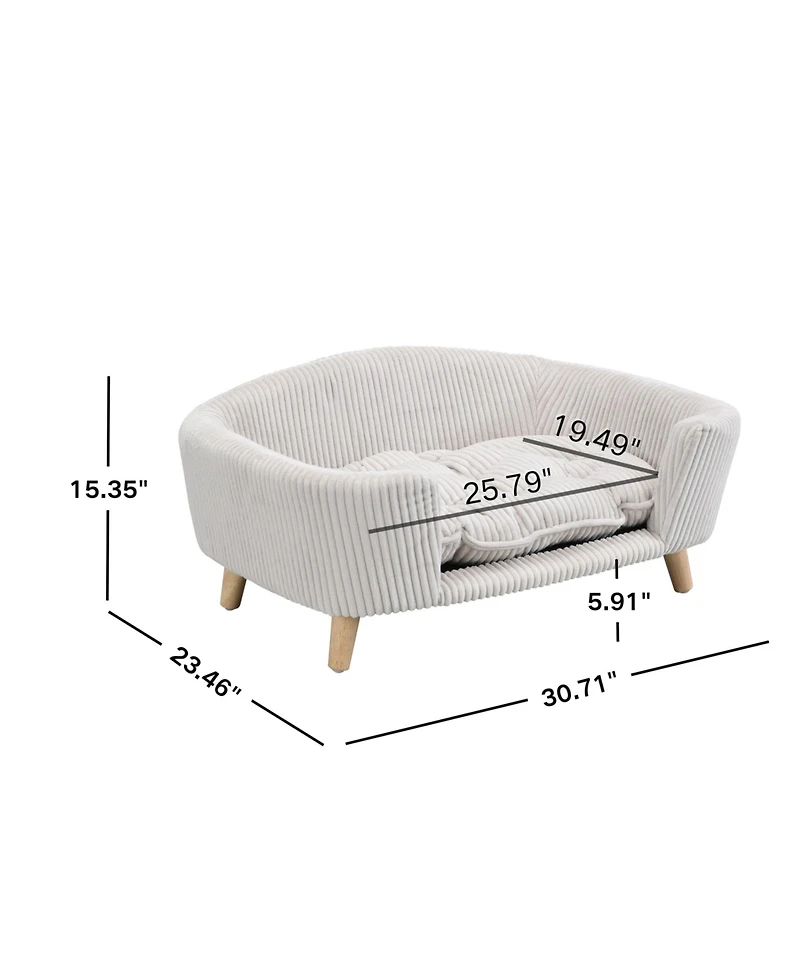 Aostirmotor Small Dog Corduroy Sofa Bed