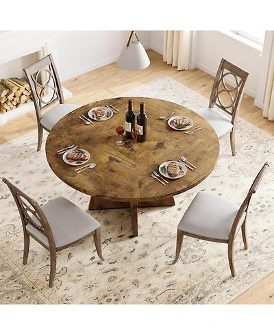 gaomon Kitchen Table Round Dining Table 47 Inch Round Dinner Table for 4 Farmhouse Kitchen Table