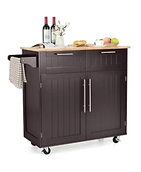 Kitchen Islands Rolling Island Cart Storage Trolley with Towel Rack and Drawer