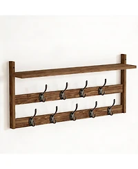 Yigii 2-Tier Wall Mount Coat Rack with Shelf for Entryway, Bathroom, Bedroom