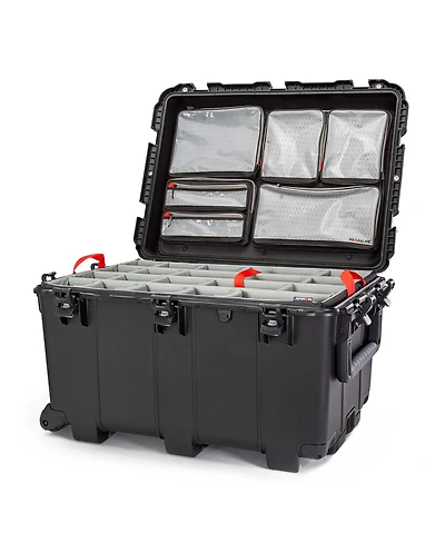 Nanuk 975 Wheeled Waterproof Hard Case with 6-Pocket Lid Organizer and Padded Divider, Black