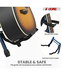 5 Core Guitar Stool 3.15" Padded Chair Foldable Heavy Duty Music Seat Built in Foot Rest Guitar Stand