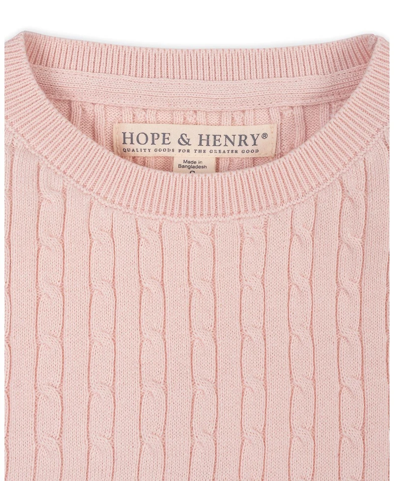 Hope & Henry Girls Organic Short Sleeve Cable Sweater