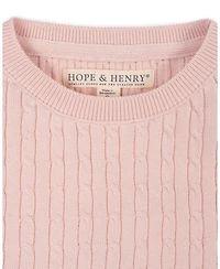 Hope & Henry Girls Organic Short Sleeve Cable Sweater