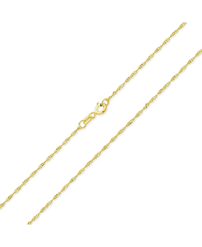 Bling Jewelry Singapore Link Chain Ultra Thin 1.5 Mm Necklace 14K Gold Plated .925 Sterling Silver