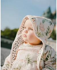 Deux par Baby Girls Muslin and Cotton Jersey Reversible Hooded Jacket Peach Deer/Leopard Print