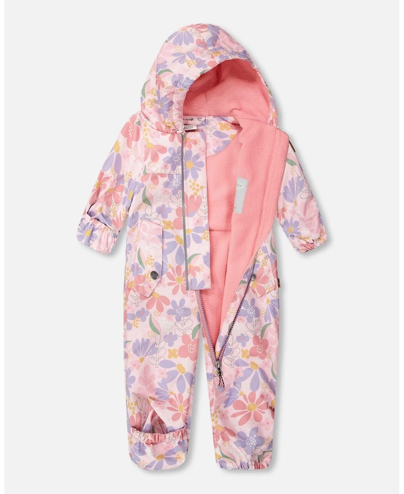 Deux par Baby Girl Mid-Season One-Piece Outerwear with Hat Flower Print