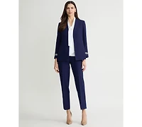 Kasper Women's Stretch Crepe Collarless Embellished Bracelet-Sleeve Jacket