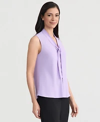 Kasper Women's Solid Sleeveless Tie-Neck Blouse, Regular & Petite