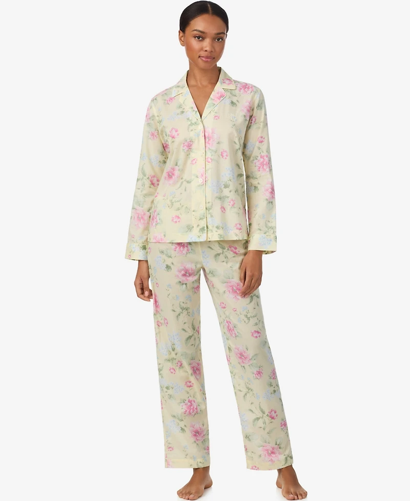 Lauren Ralph Long Sleeve Notch Collar Pajama Set