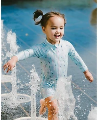 Deux par Deux Baby Girls One-Piece Long Sleeve Rashguard Seahorse Print