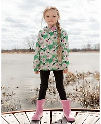 Deux par Deux Toddler Packable Windbreaker in Polyester Smiling Flower Print