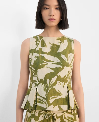 Mango Women's Pleated Panels Peplum Top